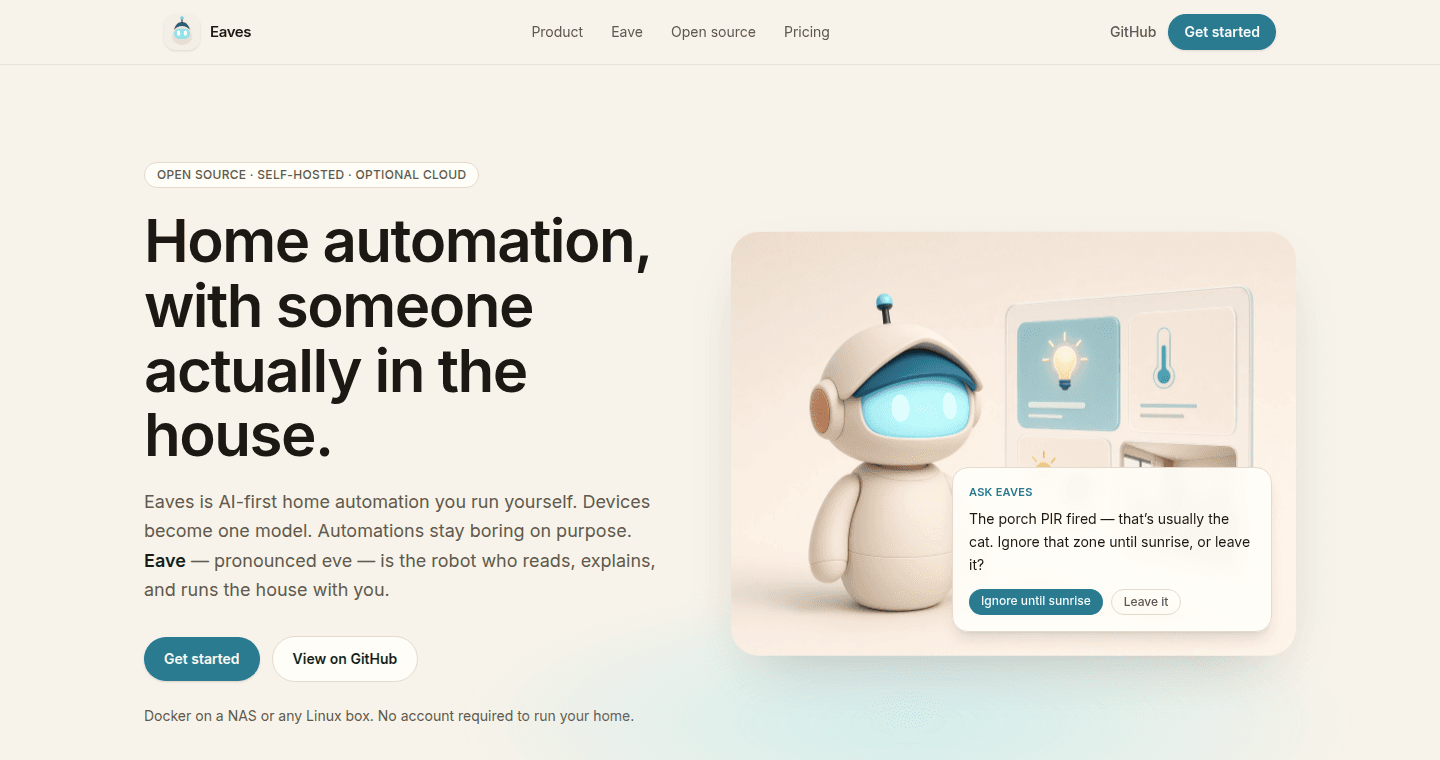AskEaves home automation assistant website